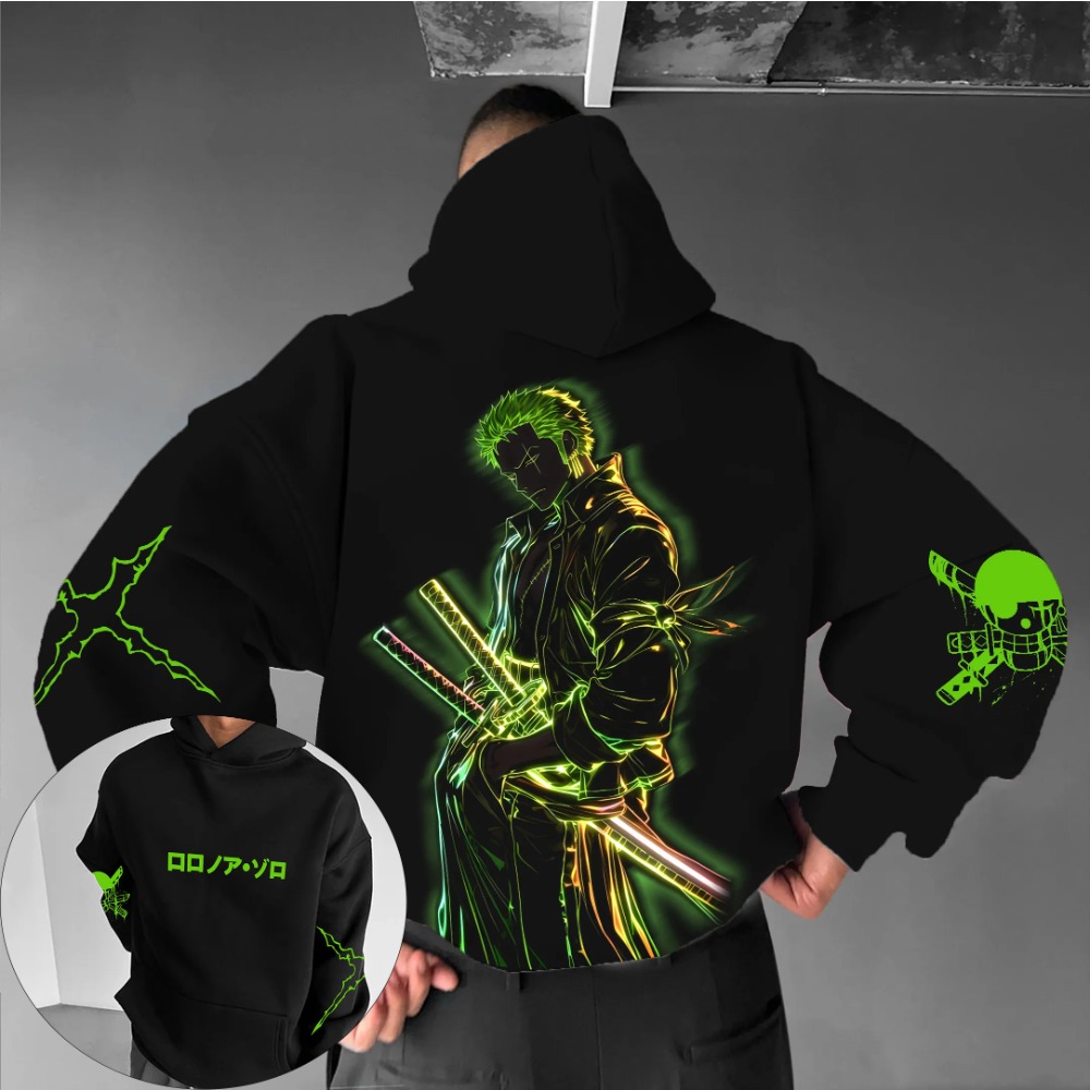 Streetwear Brand Y2K - ONE PIECE Men's Hoodie Sweater Roronoa