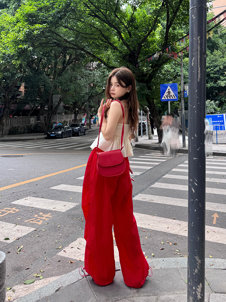 Streetwear Brand Red - Slim Fit Casual Workwear Pants Low