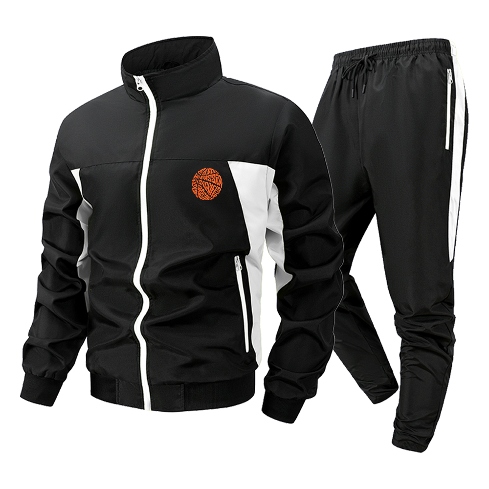 Streetwear Zipper - Men's Tracksuit Contrast Colorblock Sports Set