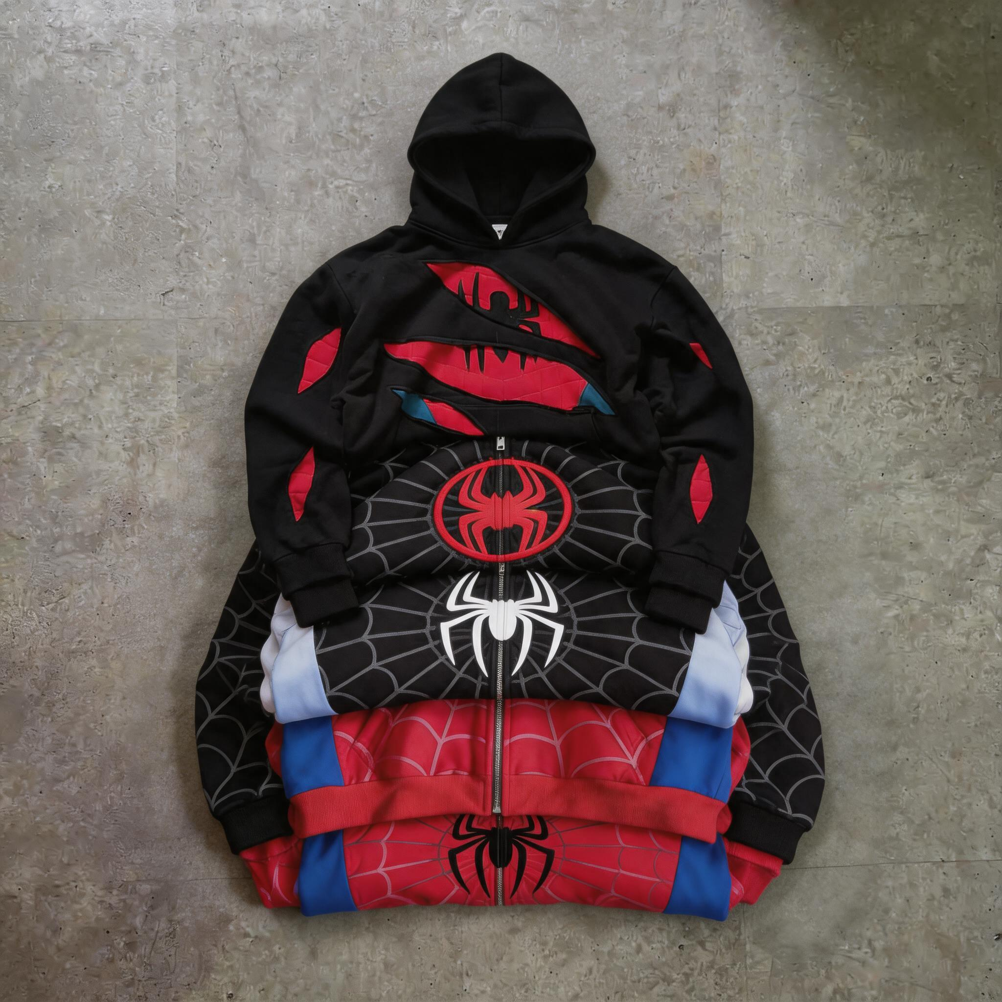 Streetwear Brand Y2K - American Vintage Spider Patchwork Jackets Fashion