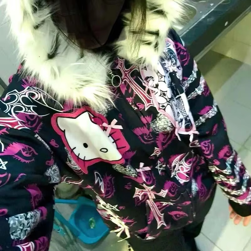 Y2K Gothic Hello Kitty Zip Up  – Streetwear Brand Y2K recenzja i cena