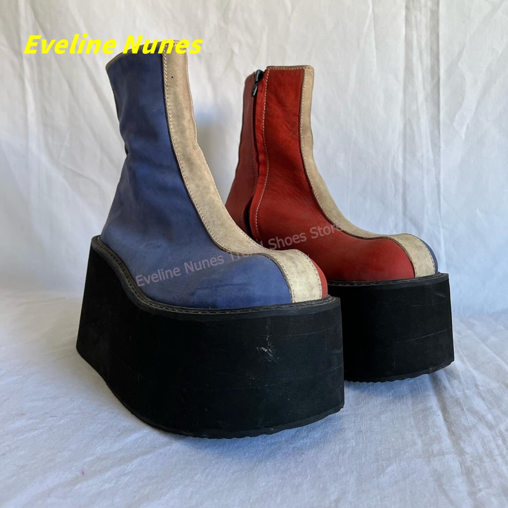 Y2K Red Blue Platform Ankle Bo – Streetwear Zipper recenzja i cena