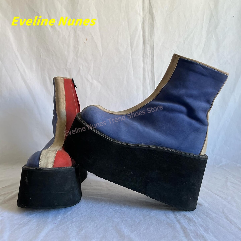 Y2K Red Blue Platform Ankle Bo – Streetwear Zipper recenzja i cena