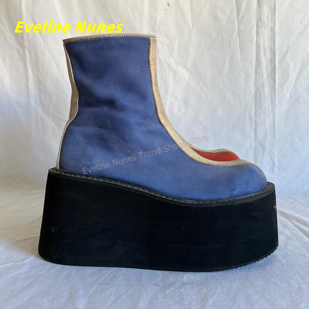 Y2K Red Blue Platform Ankle Bo – Streetwear Zipper recenzja i cena