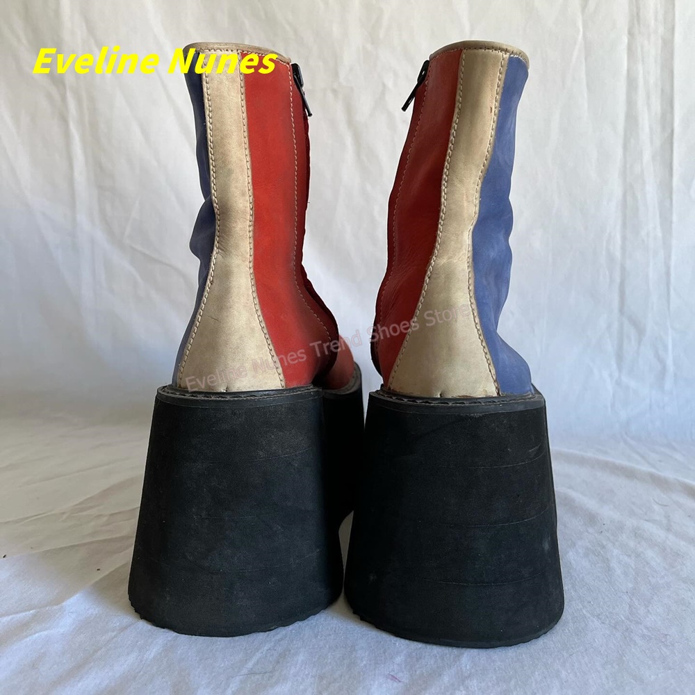 Y2K Red Blue Platform Ankle Bo – Streetwear Zipper recenzja i cena