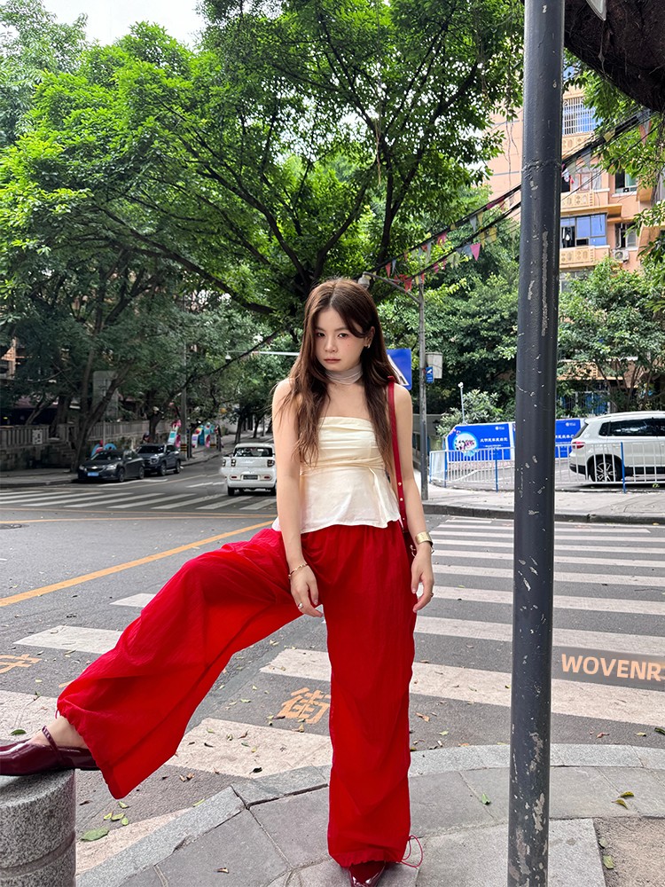 Slim Fit Casual Workwear Pants – Streetwear Brand Red recenzja i cena