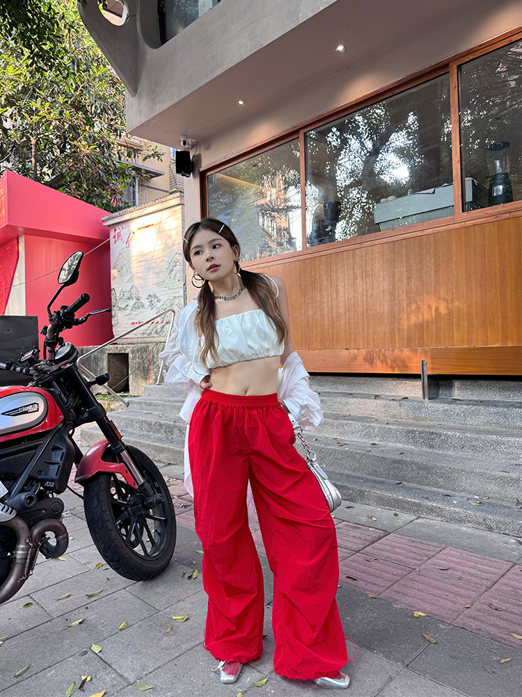 Slim Fit Casual Workwear Pants – Streetwear Brand Red recenzja i cena