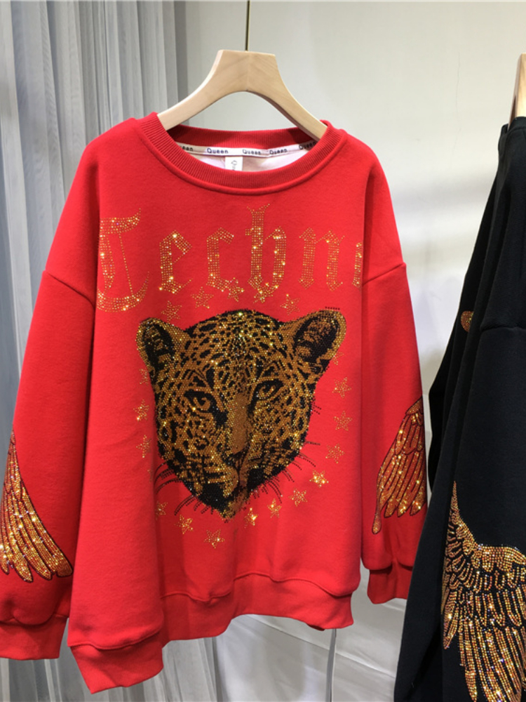 Leopard Rhinestones L-4XL Plus – Streetwear Clothing Brand recenzja i cena