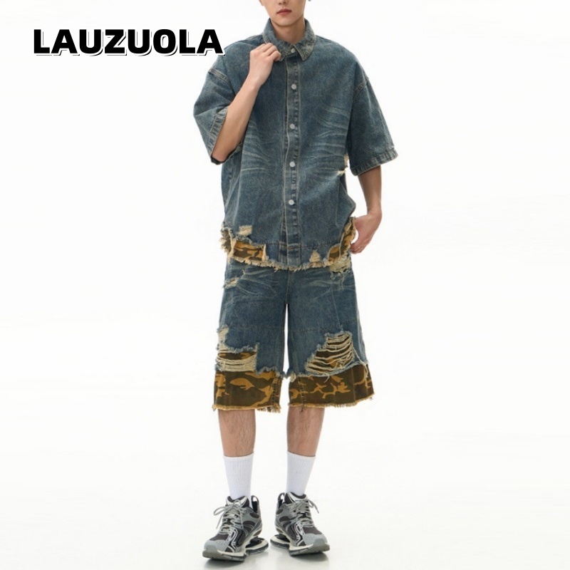 Men's Distressed Ripped Denim  – Streetwear Zipper recenzja i cena