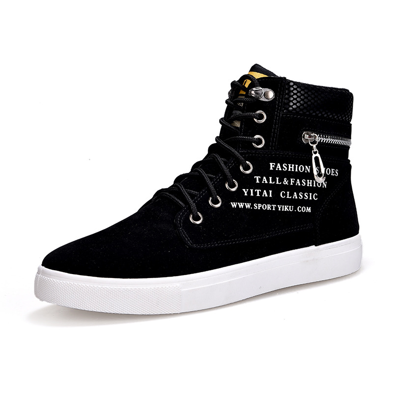 Men's Black High-Top Sneakers  – Streetwear Zipper recenzja i cena