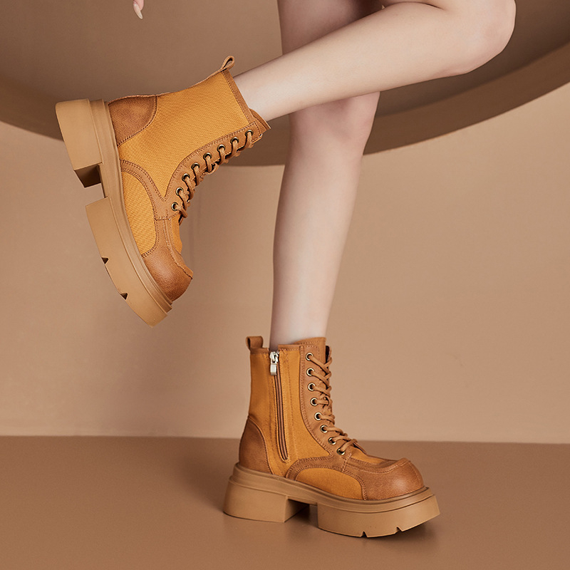 Women Genuine Leather Ankle Bo – Streetwear Zipper recenzja i cena