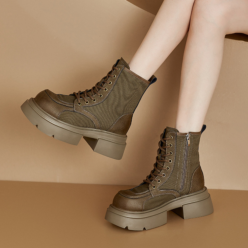 Women Genuine Leather Ankle Bo – Streetwear Zipper recenzja i cena