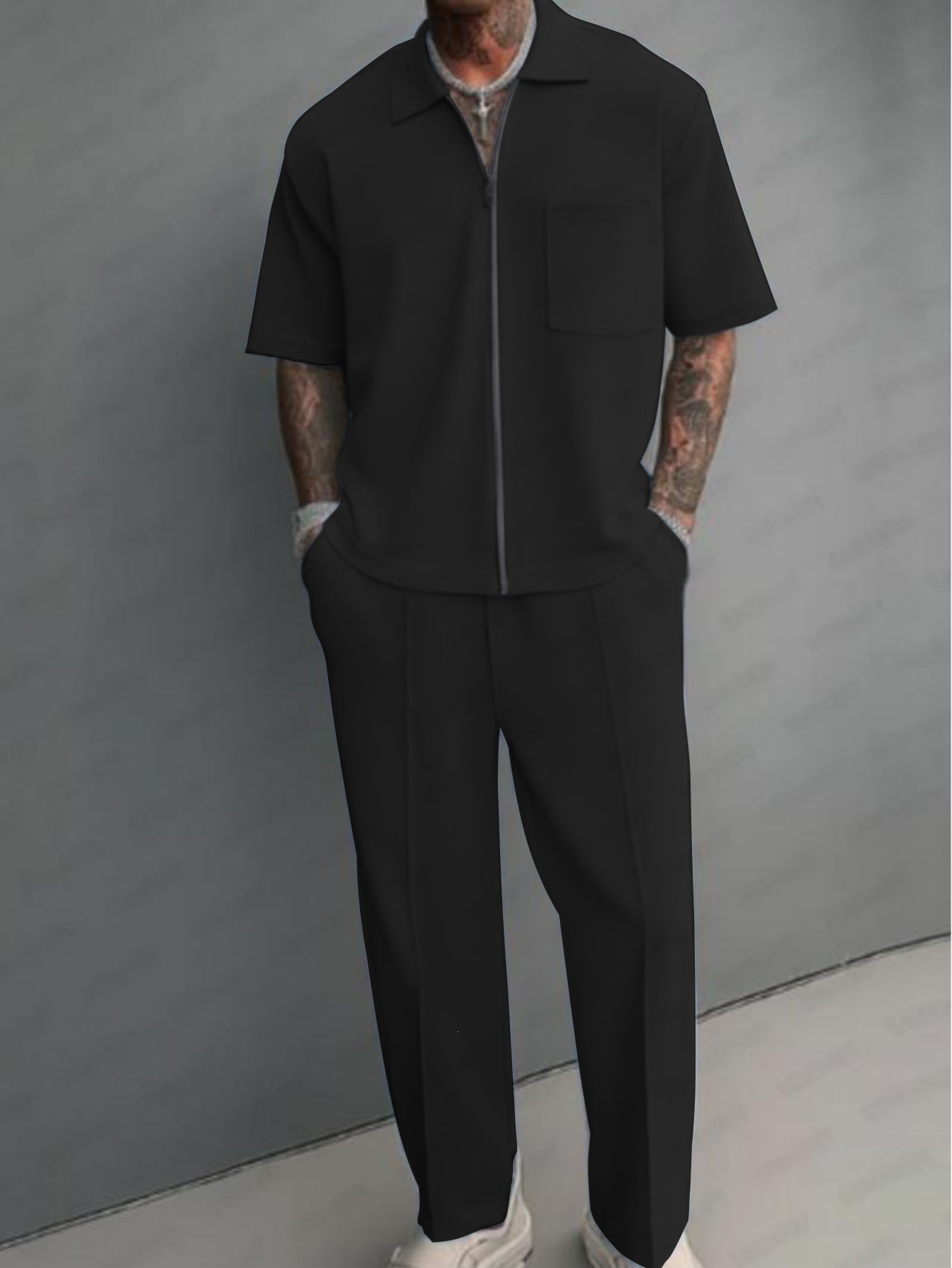 Men 2 Piece Outfits Half Zip P – Streetwear Zipper recenzja i cena