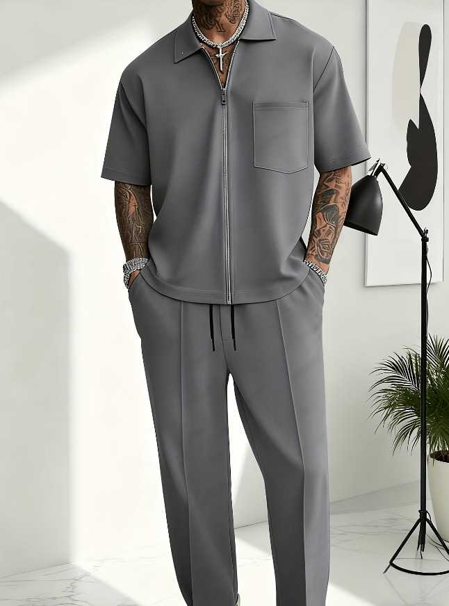 Men 2 Piece Outfits Half Zip P – Streetwear Zipper recenzja i cena